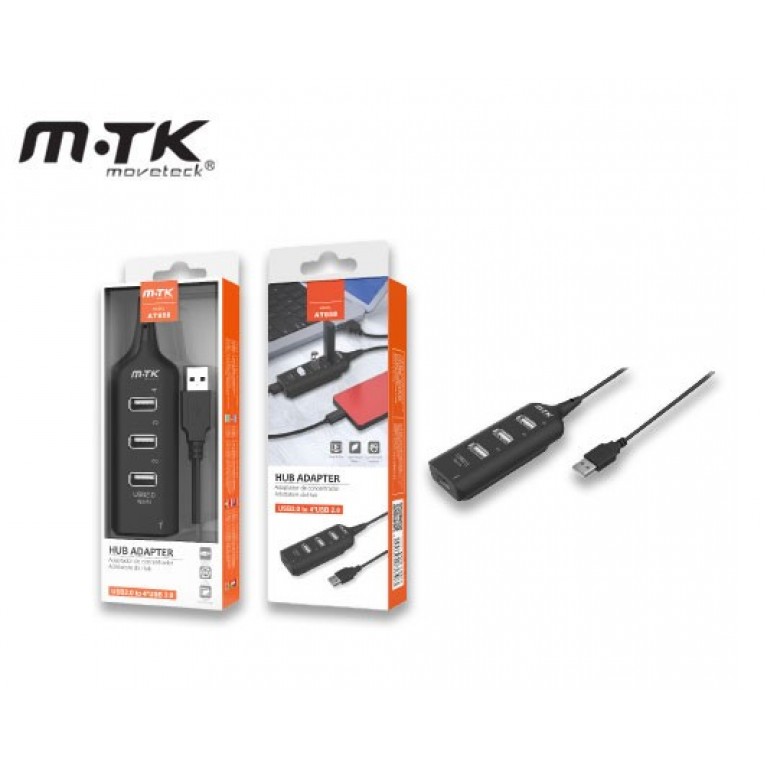 MTK HUB 4 ΘΥΡΩΝ USB 2.0AT658 ΜΑΥΡΟ