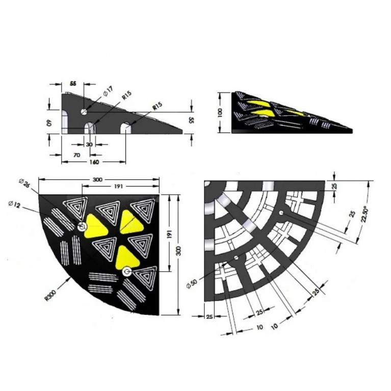 ΡΑΜΠΑ ΠΕΖΟΔΡΟΜΙΟΥ ΕΛΑΣΤΙΚΗ ΧΡΩΜΑΤΙΣΤΗ ΑΚΡΙΑΝΟ ΤΜΗΜΑ 10 cm