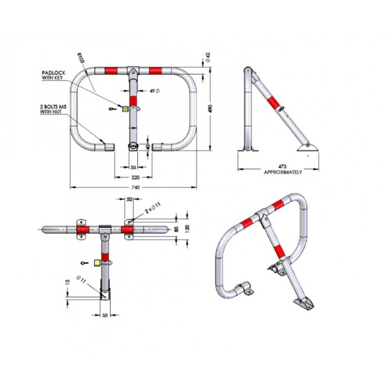 Αρθρωτή Μπάρα Τύπου U με 3 Πόδια