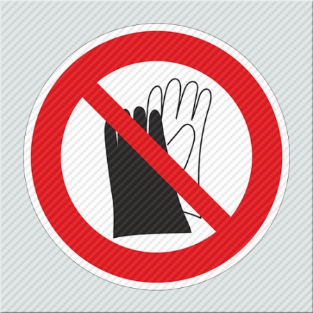 ΑΠΑΓΟΡΕΥΕΤΑΙ Η ΧΡΗΣΗ ΓΑΝΤΙΩΝ/ USE OF GLOVES PROHIBITED