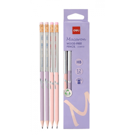 DELI ΜΟΛΥΒΙ ΜΕ ΓΟΜΑ HB WOOD-FREE MACARON BLISTER ΑΣΣΟΡΤΙ 12 ΤΕΜΑΧΙΑ