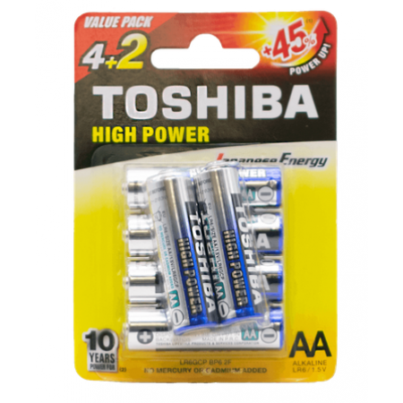 TOSHIBA ΜΠΑΤΑΡΙΑ LR6/1.5V AA ΑΛΚΑΛΙΚΗ BLISTER 4+2 ΤΕΜΑΧΙΑ
