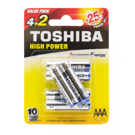 TOSHIBA ΜΠΑΤΑΡΙΑ LR03/1.5V AAA ΑΛΚΑΛΙΚΗ BLISTER 4+2 ΤΕΜΑΧΙΑ