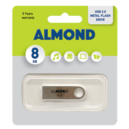 ALMOND FLASH DRIVE USB 2.0 8GB ΜΕΤΑΛΛΙΚΟ MINI