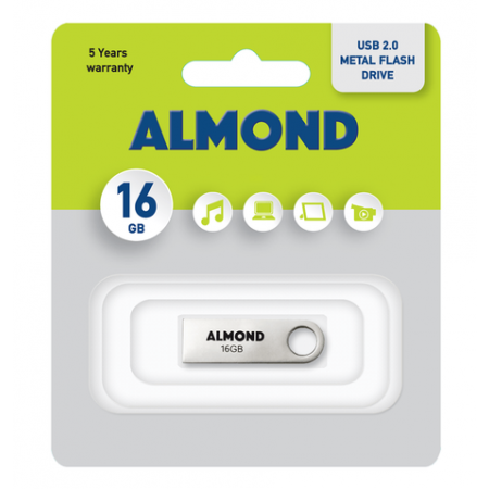 ALMOND FLASH DRIVE USB 2.0 16GB ΜΕΤΑΛΛΙΚΟ MINI